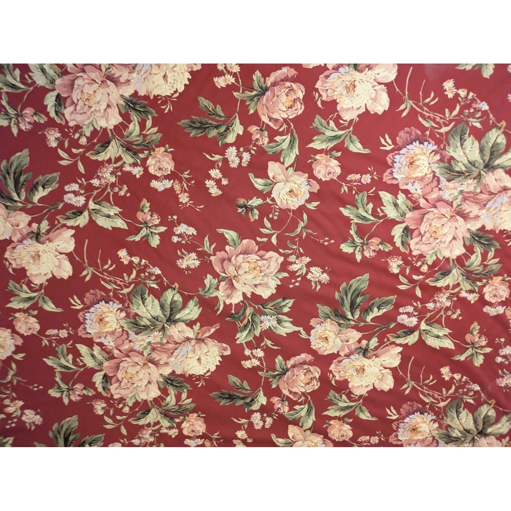 Vintage Waverly Forever Yours Red Floral Roses Fabric 6 Yards ~ NEW UNCUT